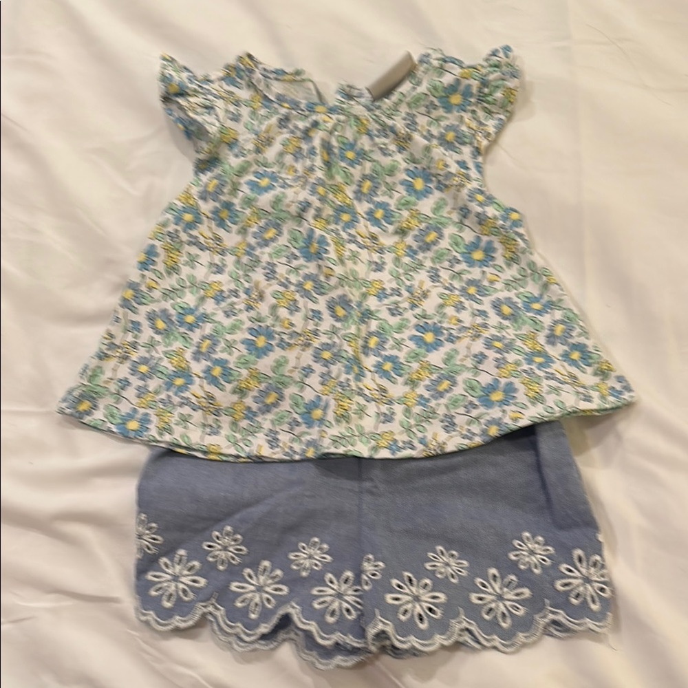 Rene Rofe Floral Blue and White Kids Matching top and short set